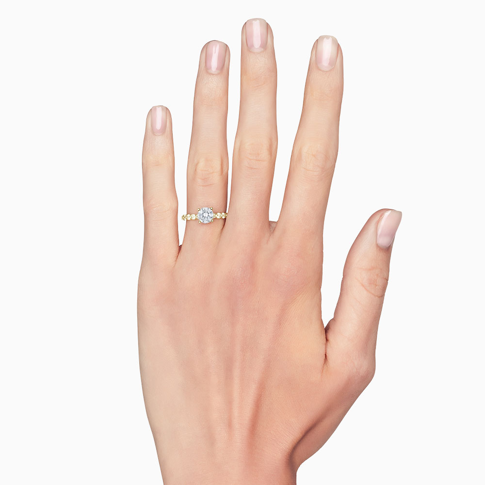 18K Gold Diamond V Prong Engagement Ring Setting