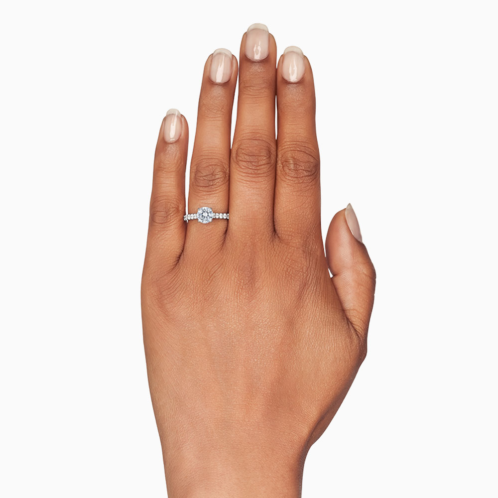 18K Gold Diamond Side Stone Cathedral Engagement Ring Setting