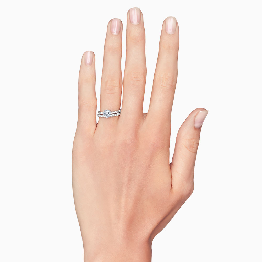 18K Gold Diamond Pavé Half Shank Tapered Engagement Ring Setting