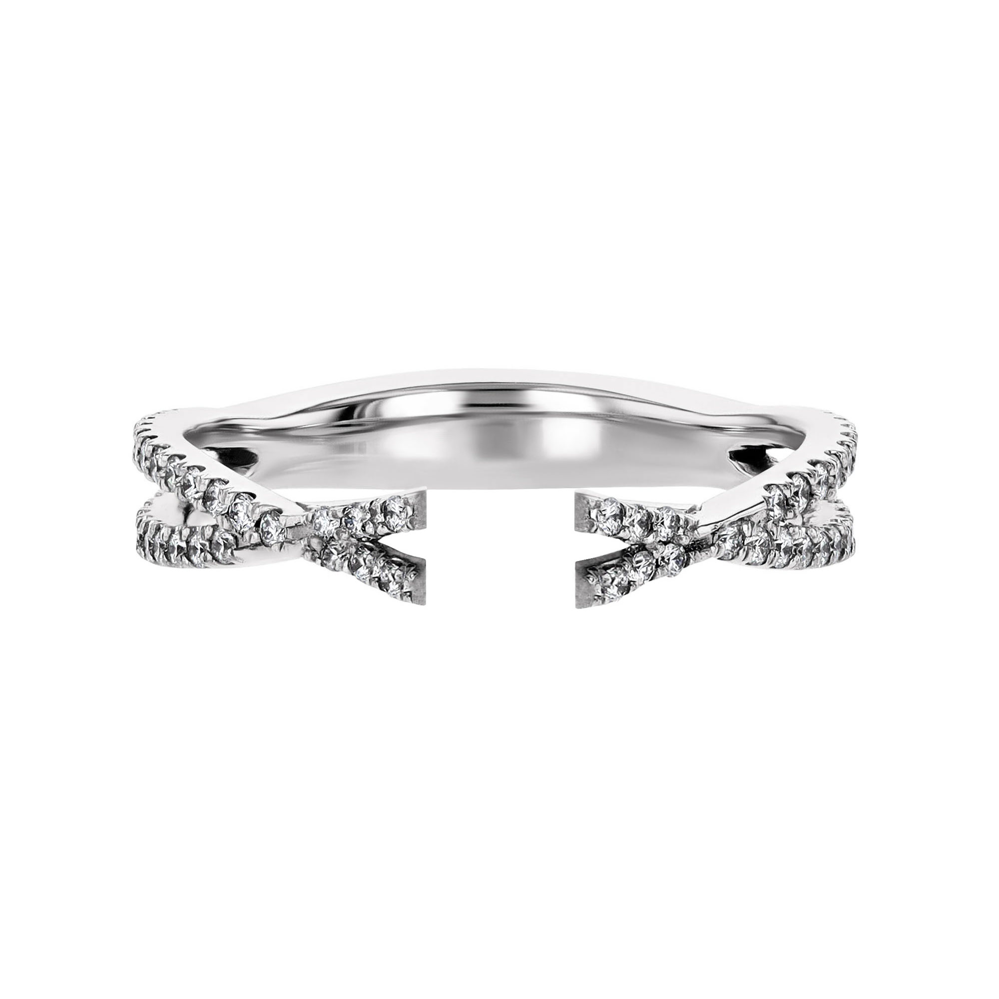 18K Gold Diamond Criss Cross Shank Engagement Ring Setting