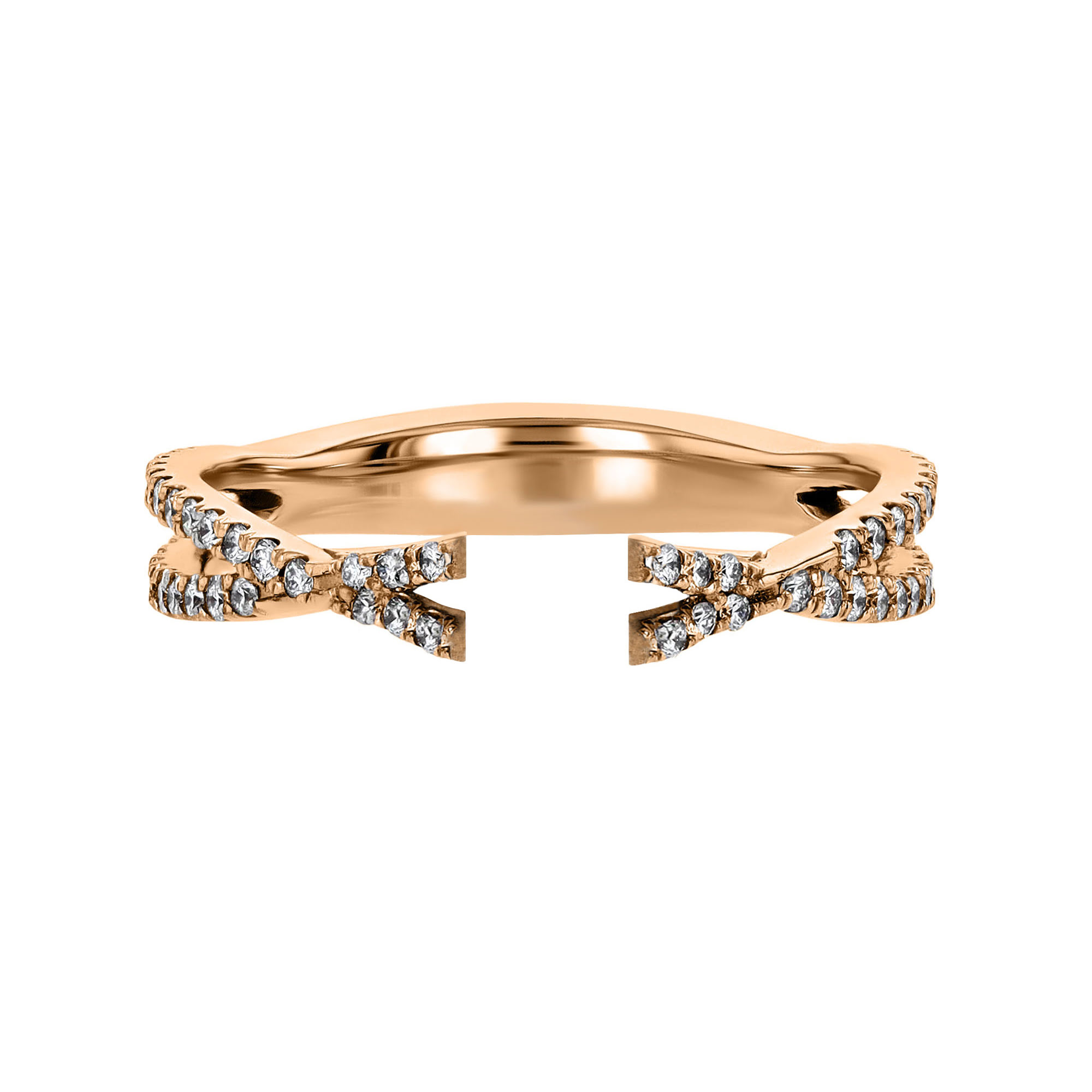 18K Gold Diamond Criss Cross Shank Engagement Ring Setting