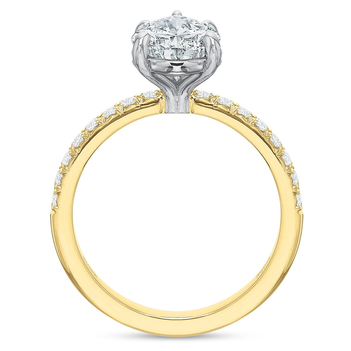 Yellow Gold Modern Classic French Cut Diamond Engagement Ring Setting