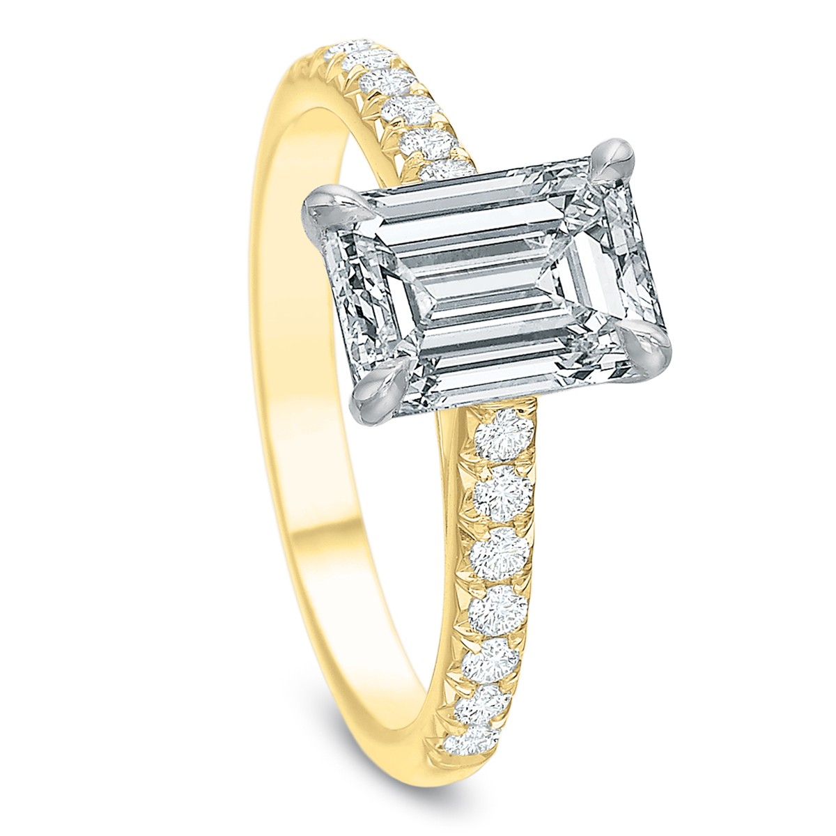 Yellow Gold New Aire Diamond Shared Prong Engagement Ring Setting