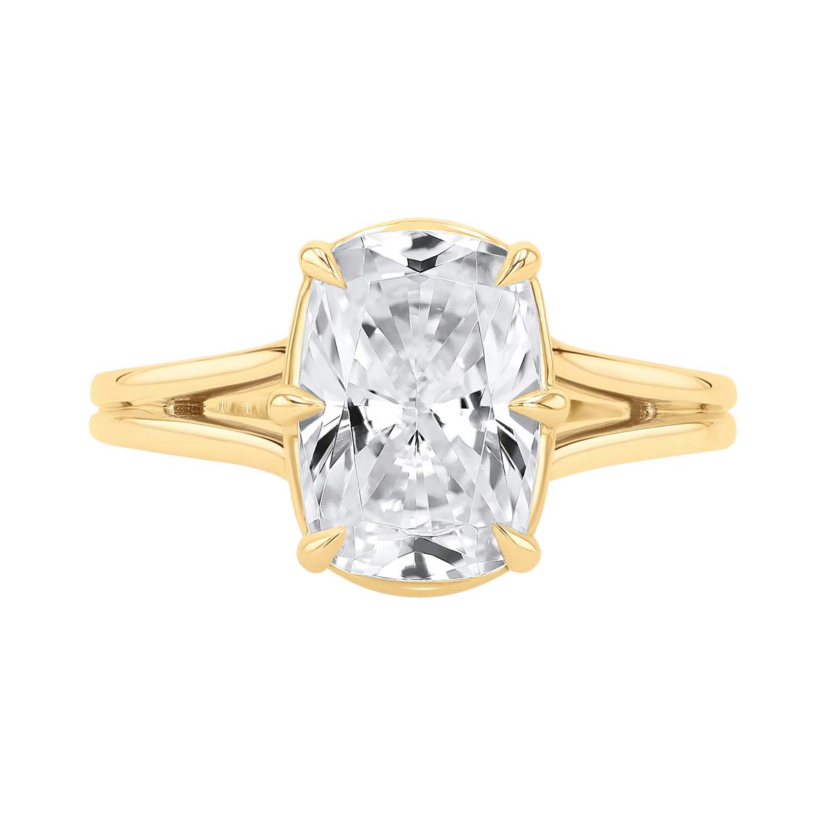 A. Jaffe Split Band 6 Prong Engagement Ring Setting in Yellow Gold