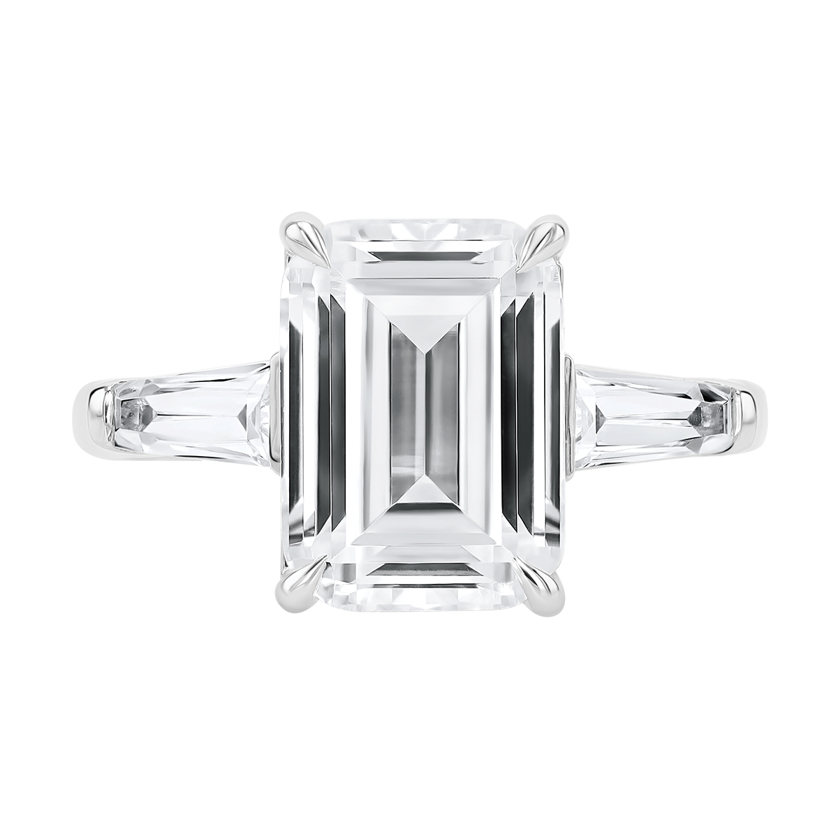 A. Jaffe Emerald Cut 3 Stone Engagement Ring Setting in White Gold