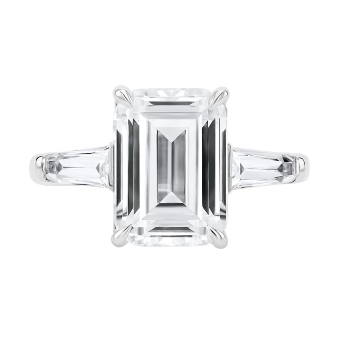 A. Jaffe Emerald Cut 3 Stone Engagement Ring Setting in White Gold