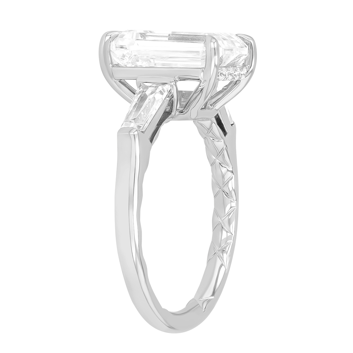 A. Jaffe Emerald Cut 3 Stone Engagement Ring Setting in White Gold