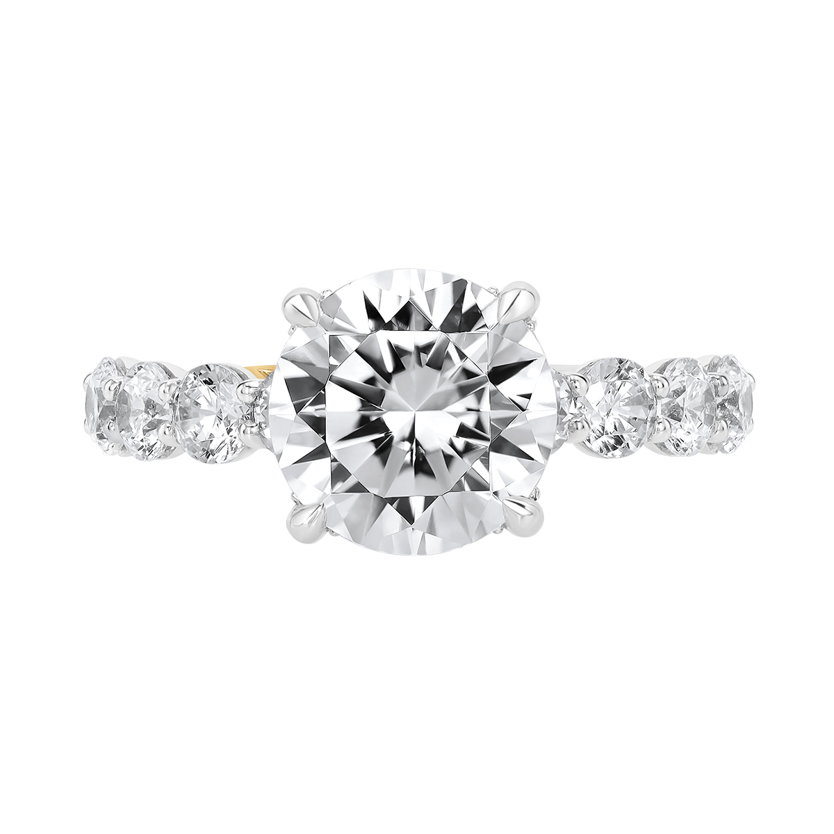 A. Jaffe Round Diamond & Side Stone Engagement Ring Setting in White Gold