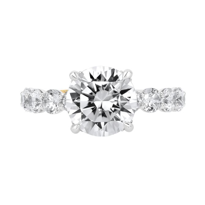 A. Jaffe Round Diamond & Side Stone Engagement Ring Setting in White Gold