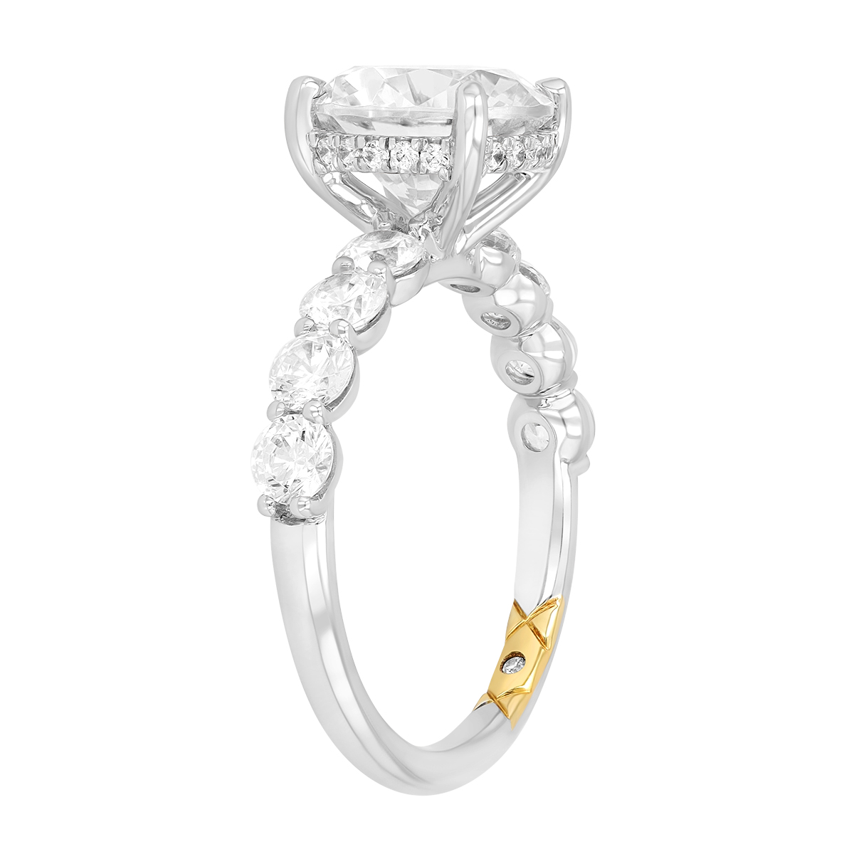 A. Jaffe Round Diamond & Side Stone Engagement Ring Setting in White Gold