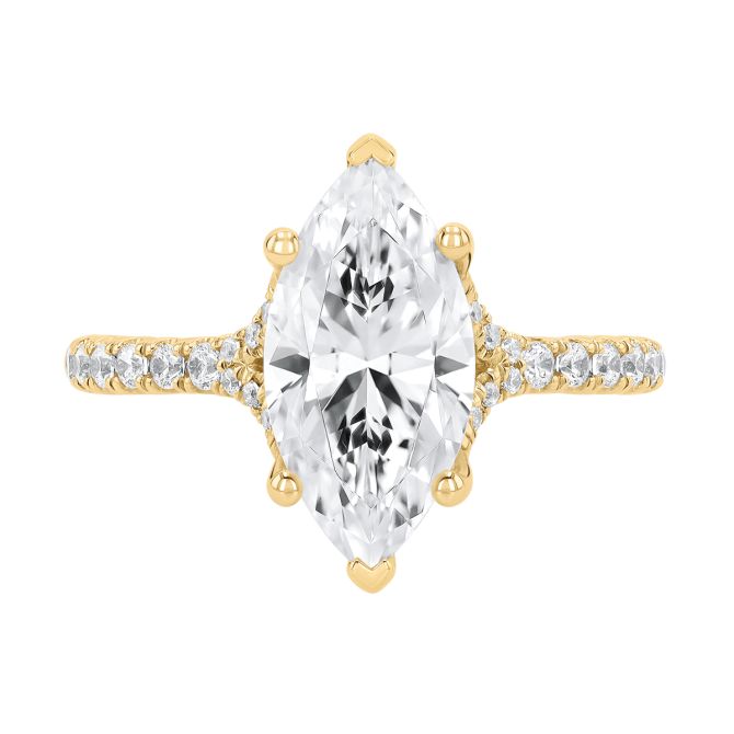 A. Jaffe Marquise Diamond & Side Stone Engagement Ring Setting in Yellow Gold