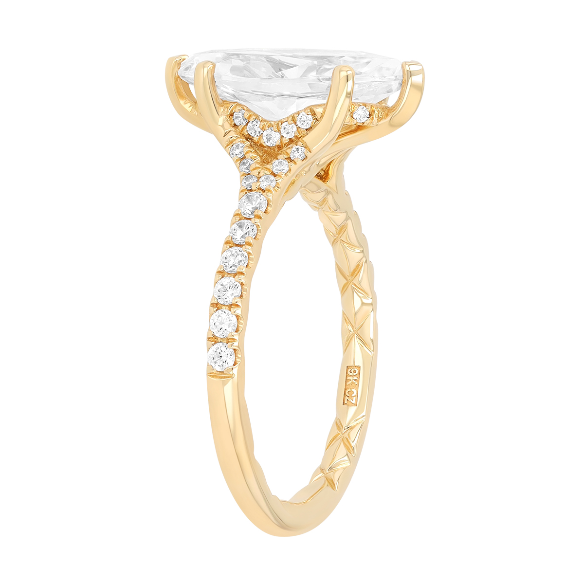 A. Jaffe Marquise Diamond & Side Stone Engagement Ring Setting in Yellow Gold