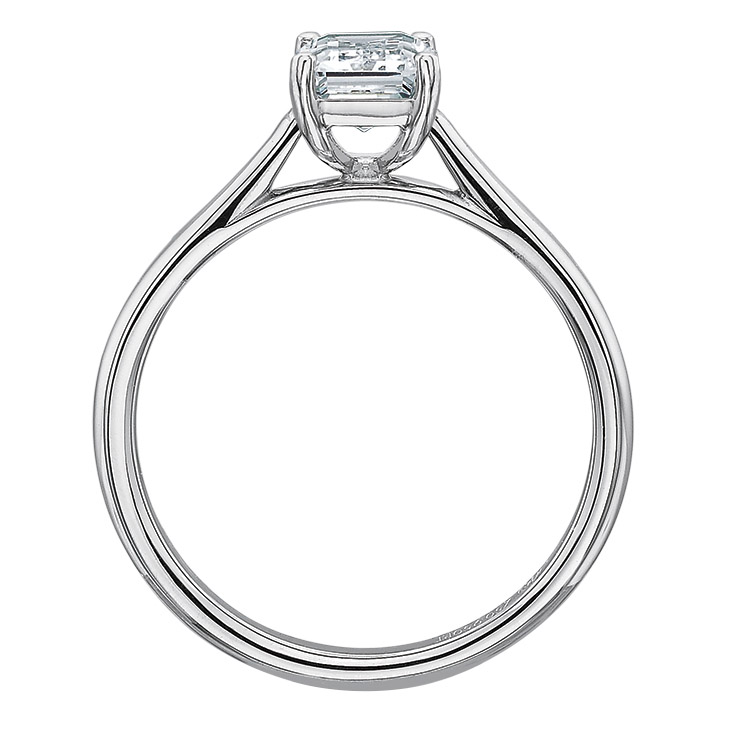 White Gold Solitaire Engagement Ring Setting for Emerald Cut Diamond