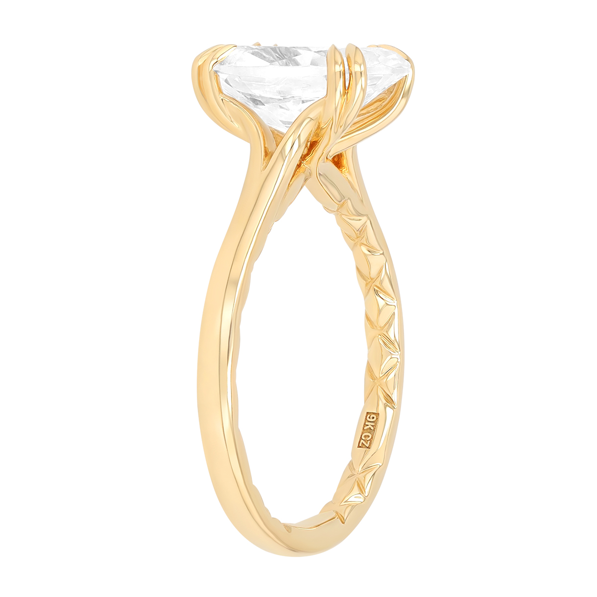 A. Jaffe Oval Double Prong Solitaire Engagement Ring Setting in Yellow Gold