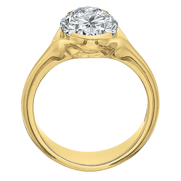 Oval Diamond Half Bezel Engagement Ring Setting in Yelow Gold