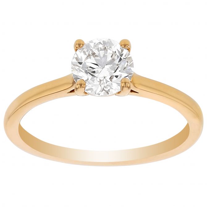 Round Diamond Solitaire Engagement Ring in Rose Gold, .90 ct