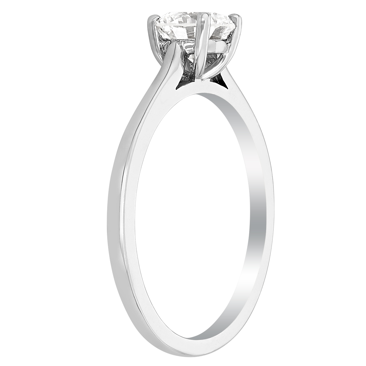 Round Diamond Solitaire Engagement Ring in White Gold, .73 ct