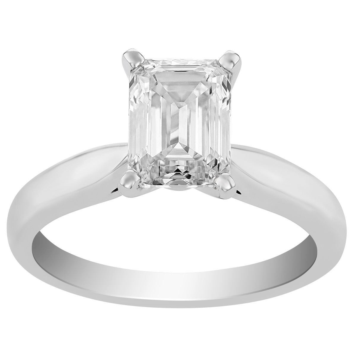Lab Grown Emerald Cut Diamond Solitaire Engagement Ring in White Gold