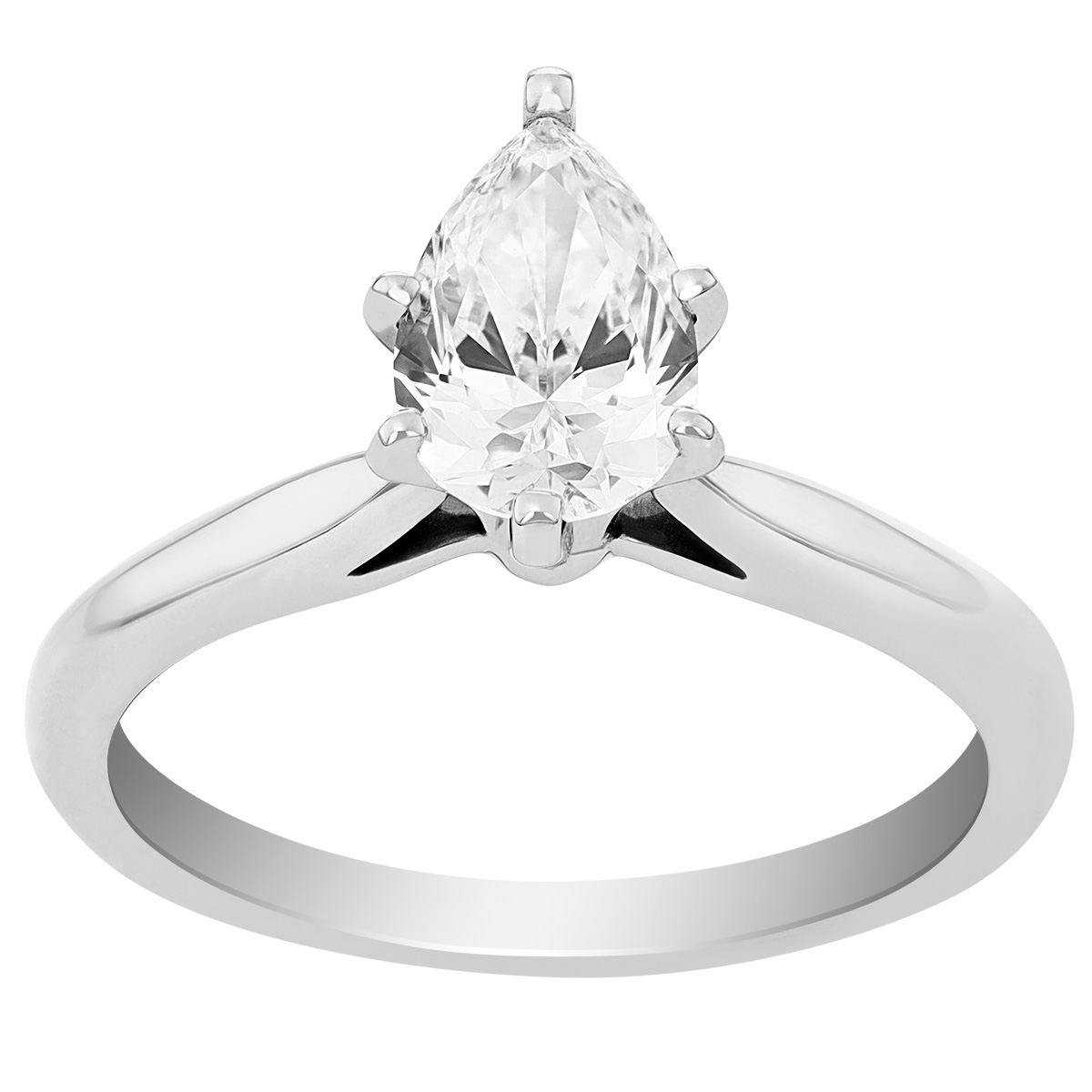 Lab Grown Pear Shaped Diamond Solitaire Engagement Ring in White Gold