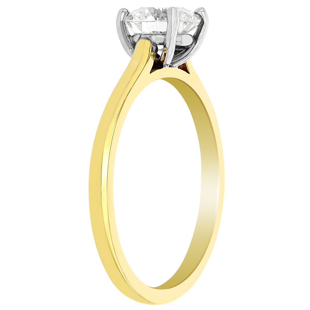 Round Diamond Solitaire Engagement Ring in Yellow Gold, 1.03 ct