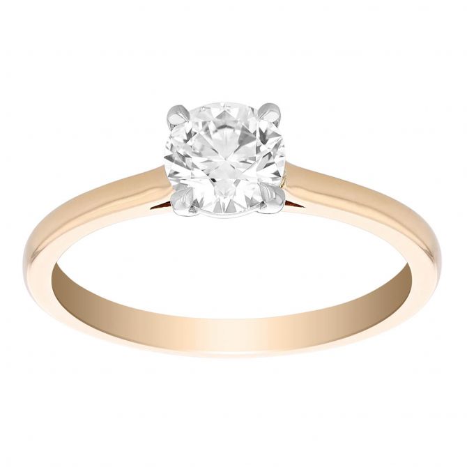 Round Diamond Solitaire Engagement Ring in Rose Gold, .70 ct