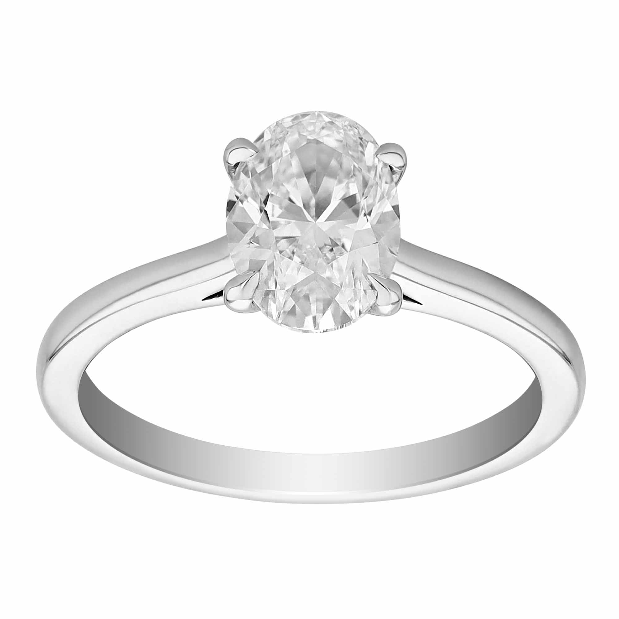 Oval Diamond Solitaire Engagement Ring in White Gold, 1.50 ct