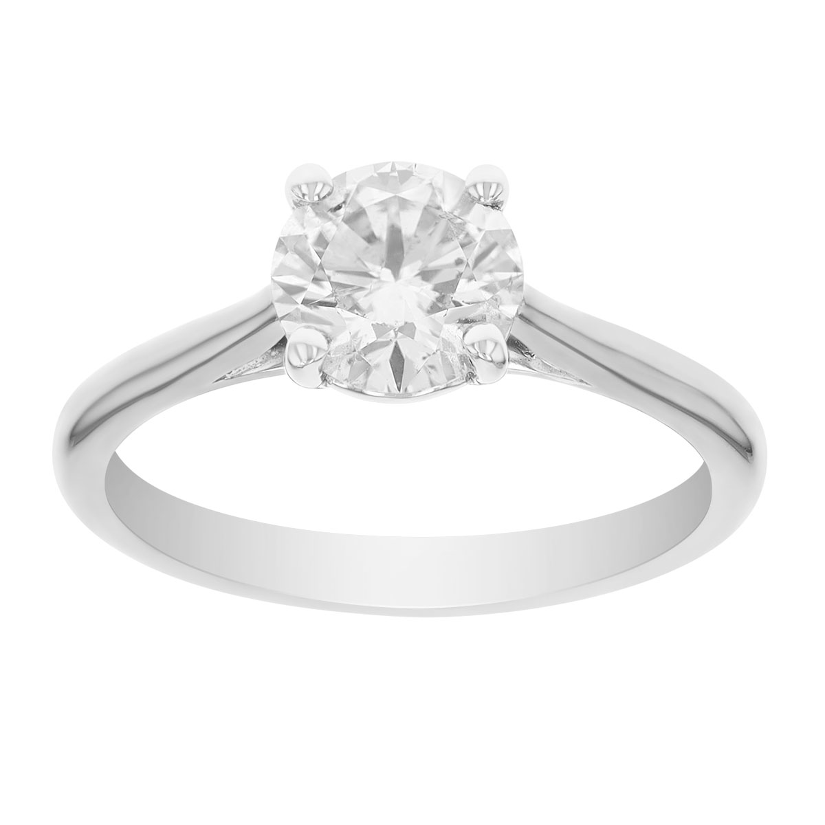 Round Diamond Solitaire Engagement Ring in White Gold, 1.10 ct