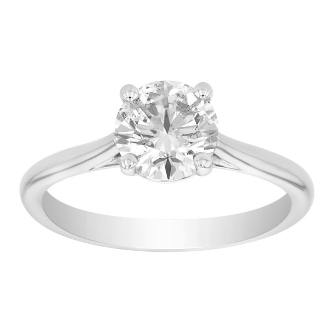 Round Diamond Solitaire Engagement Ring in White Gold, 1.10 ct