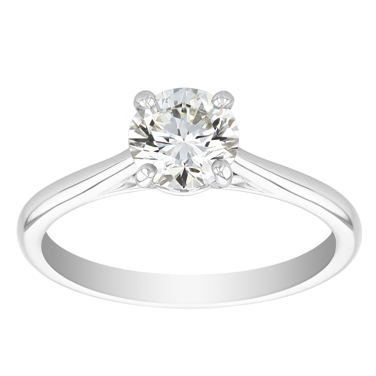 Round Diamond Solitaire Engagement Ring in White Gold, .87 ct