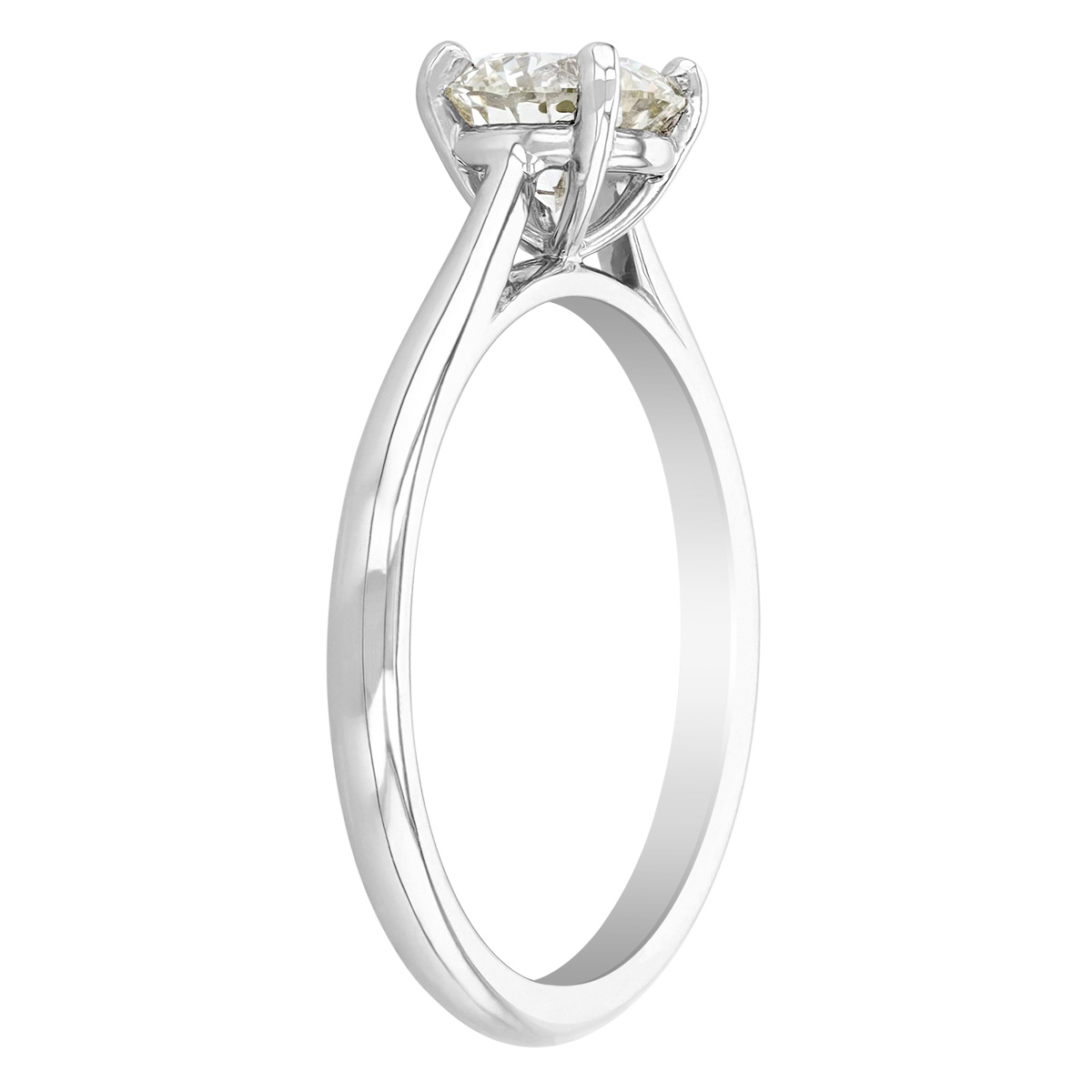 Round Diamond Solitaire Engagement Ring in White Gold, .87 ct