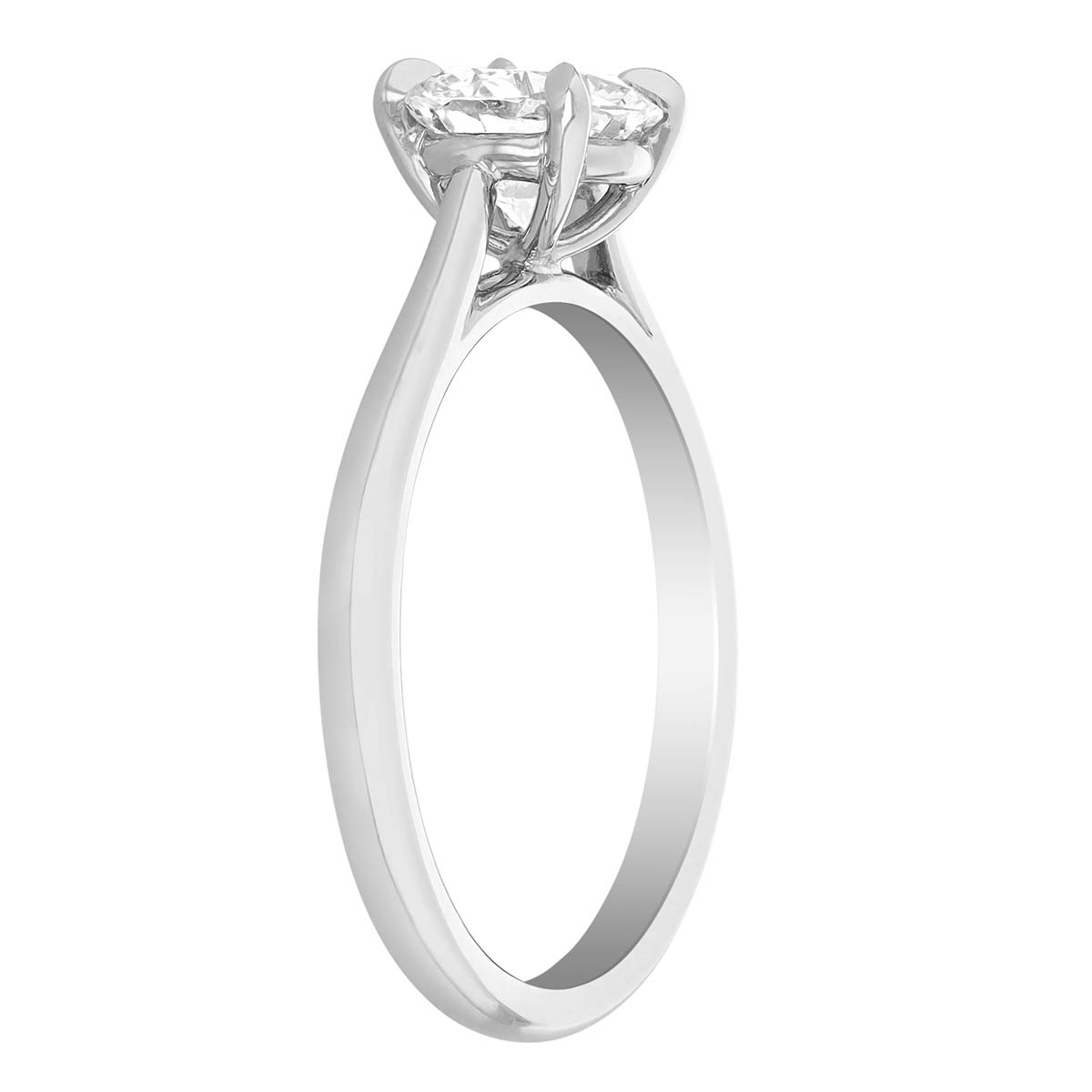 Round Diamond Solitaire Cathedral Engagement Ring in White Gold, .96 ct