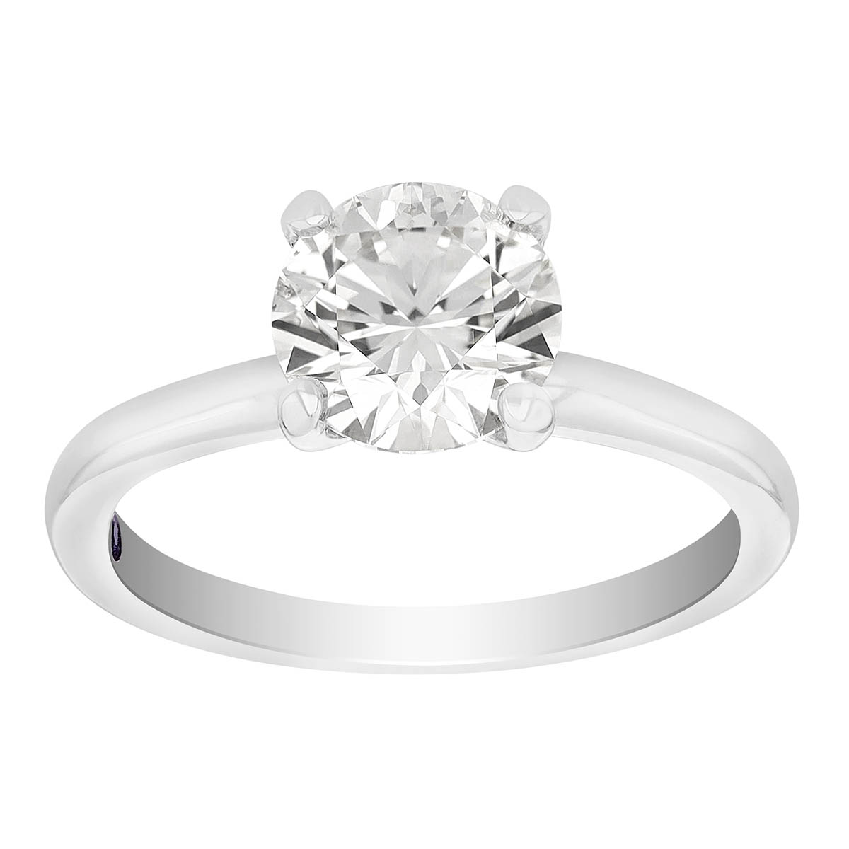 Round Diamond Solitaire Engagement Ring in White Gold, 1.51 ct