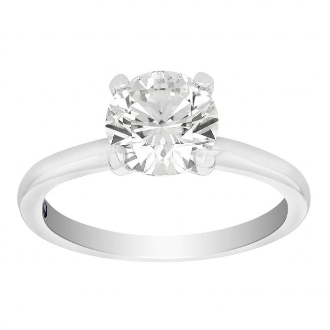 Round Diamond Solitaire Engagement Ring in White Gold, 1.51 ct