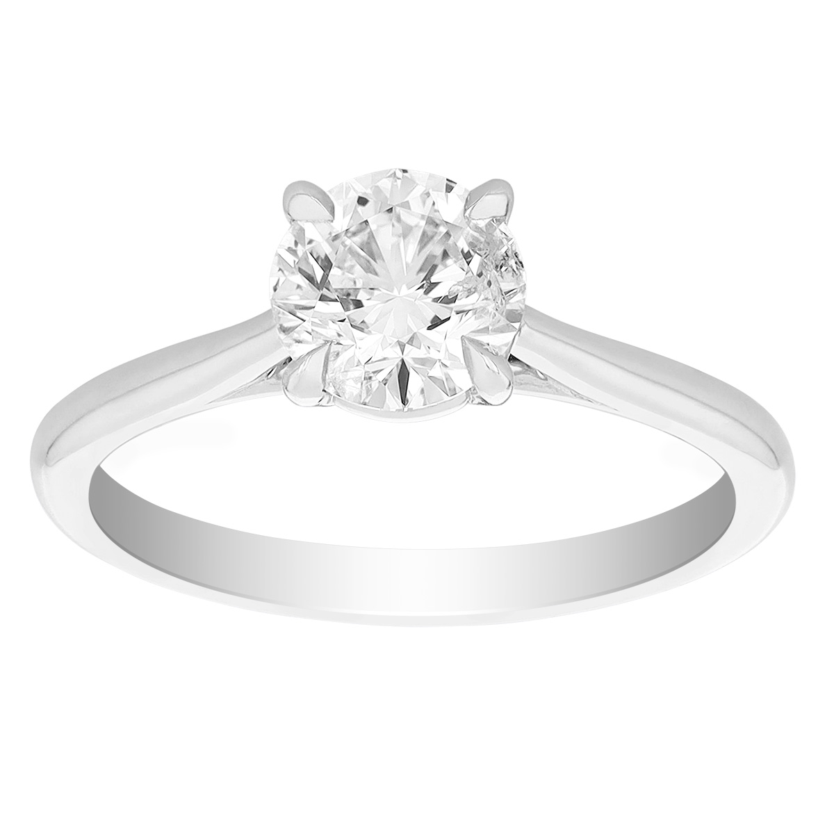Round Diamond Solitaire Engagement Ring in White Gold, 1.01 ct
