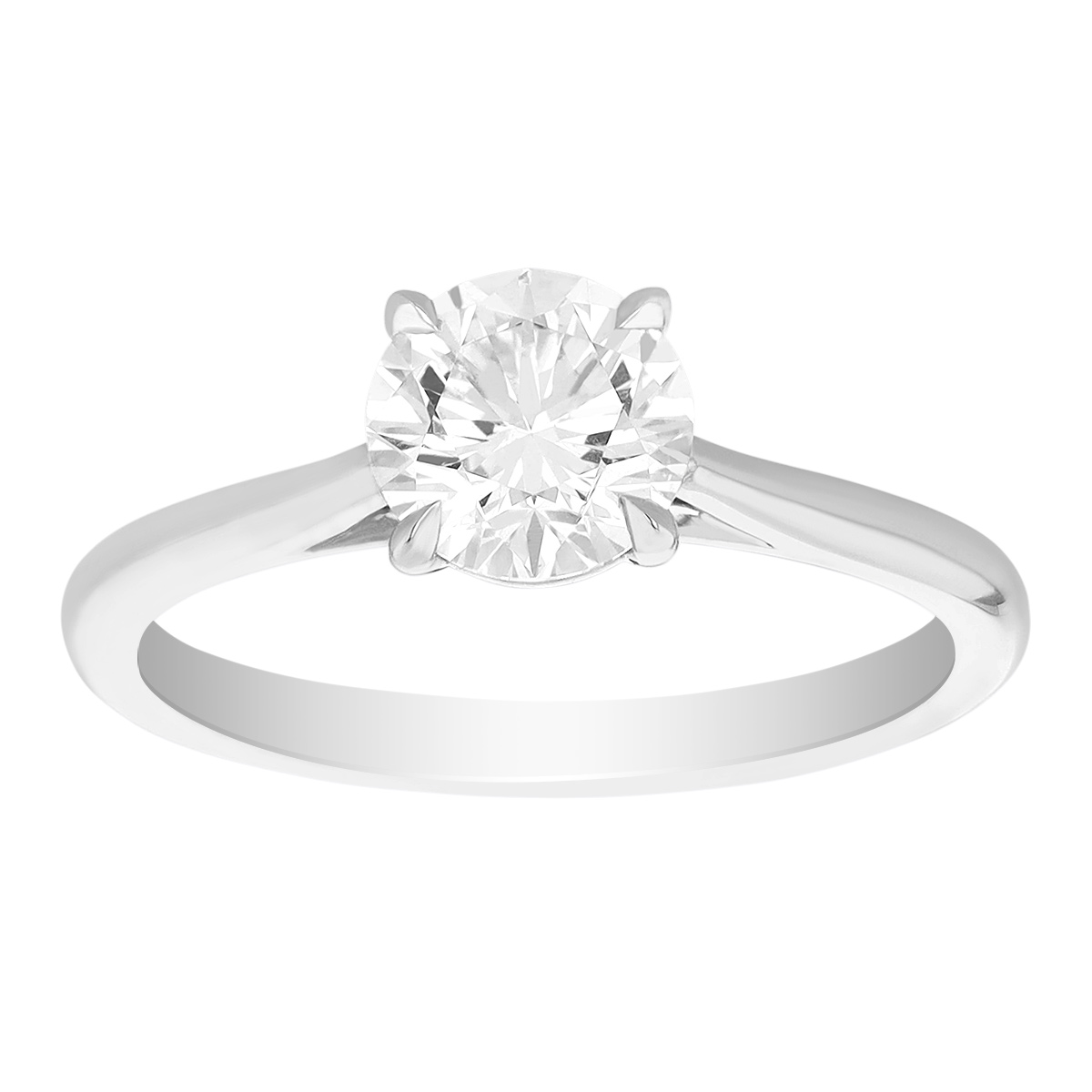 Round Diamond Solitaire Engagement Ring in White Gold, 1.03 ct
