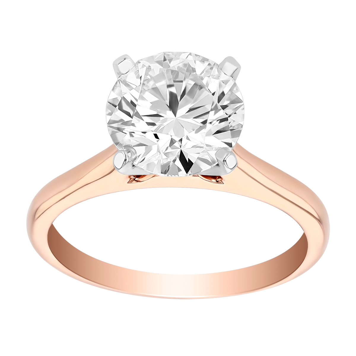 Round Lab-Grown Diamond Solitaire Engagement Ring in Rose Gold, 2.12 ct
