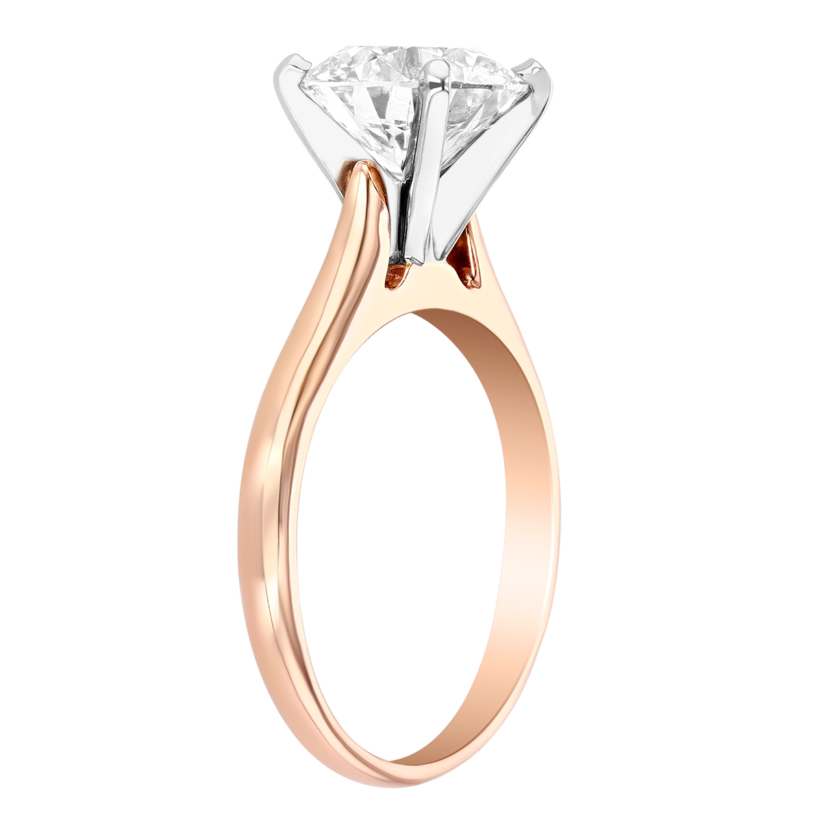 Round Lab-Grown Diamond Solitaire Engagement Ring in Rose Gold, 2.12 ct