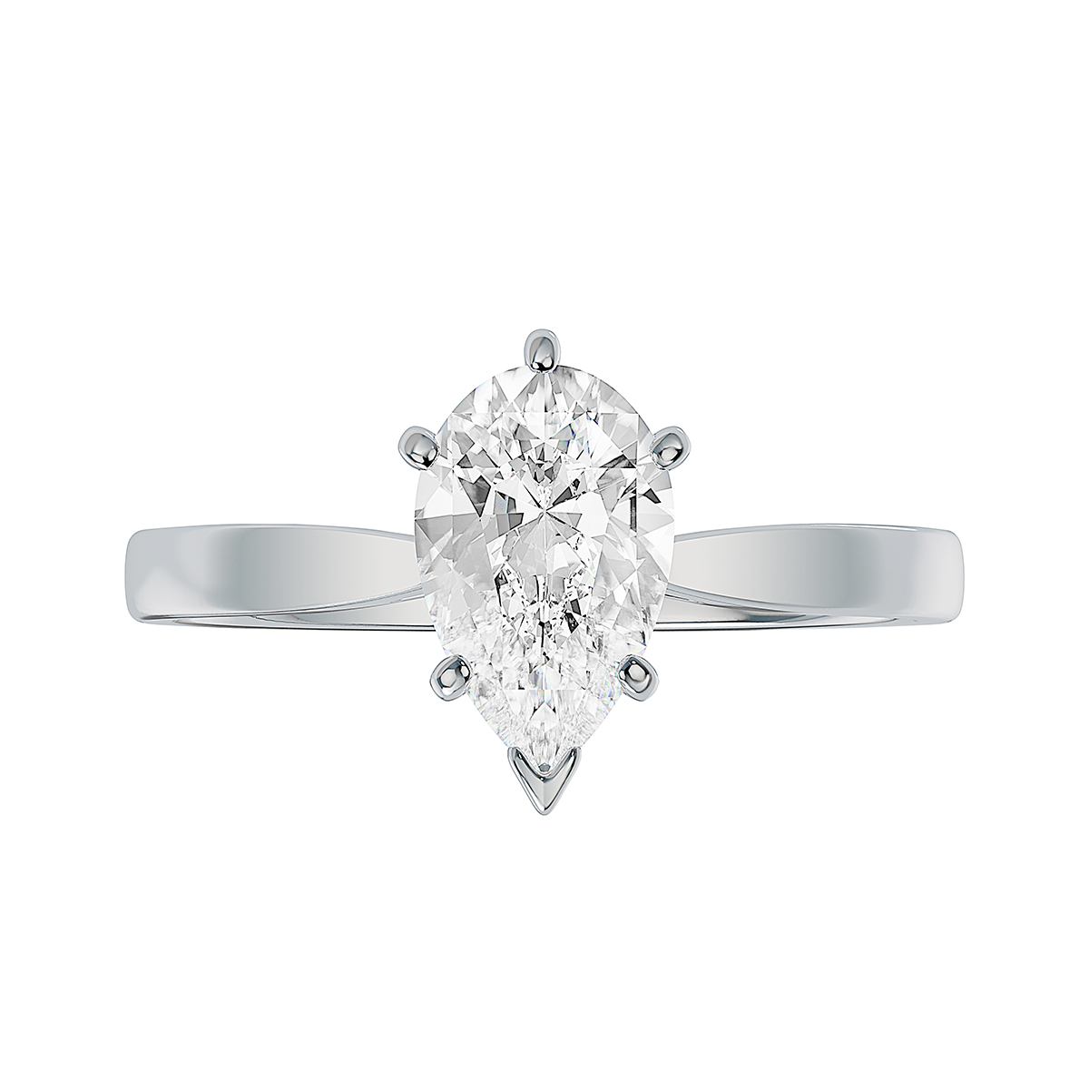 ALTR Lab Grown Pear Shaped Diamond Solitaire Engagement Ring in White Gold
