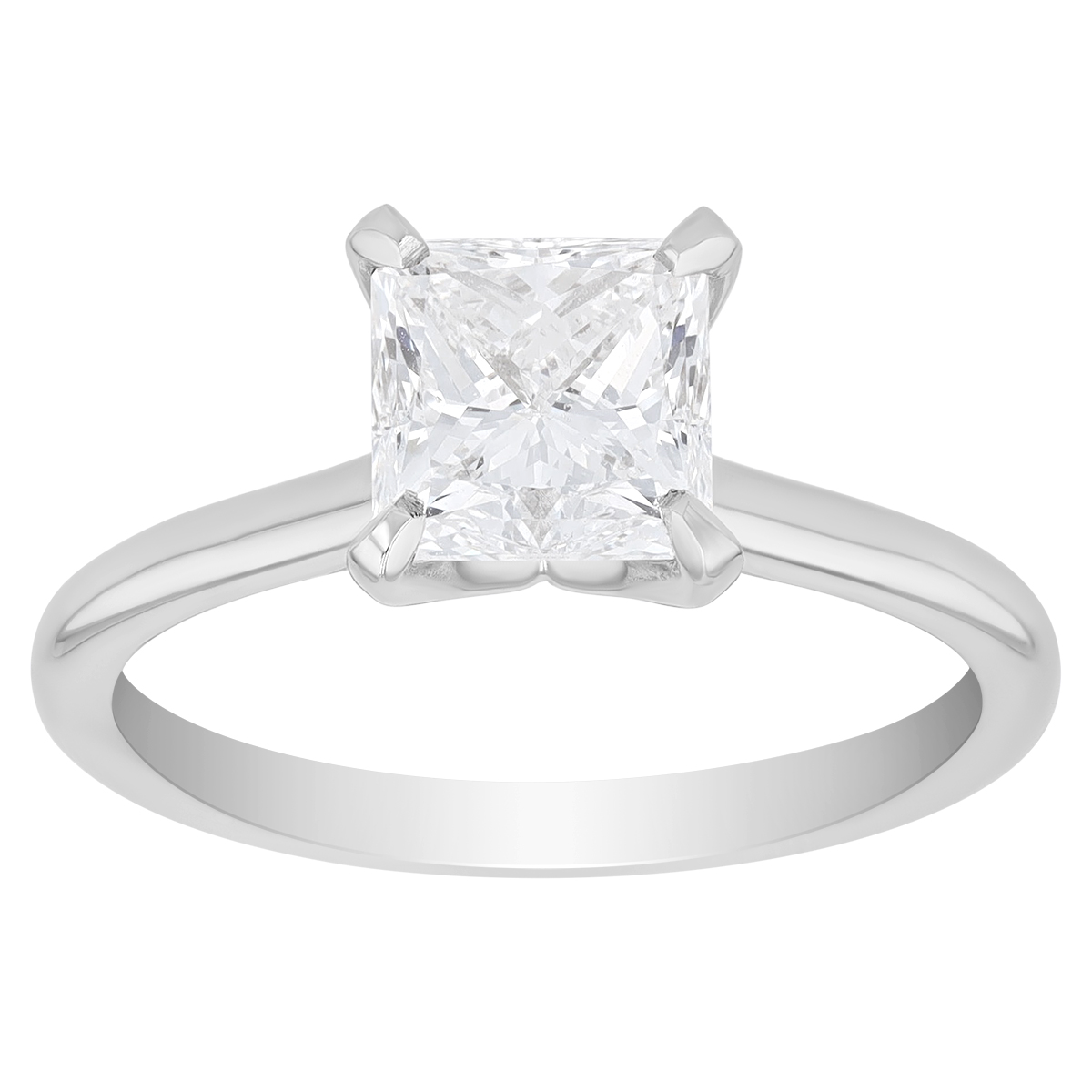 Borsheims Signature Square Diamond Solitaire Engagement Ring in 18K White Gold, 1.77 ct