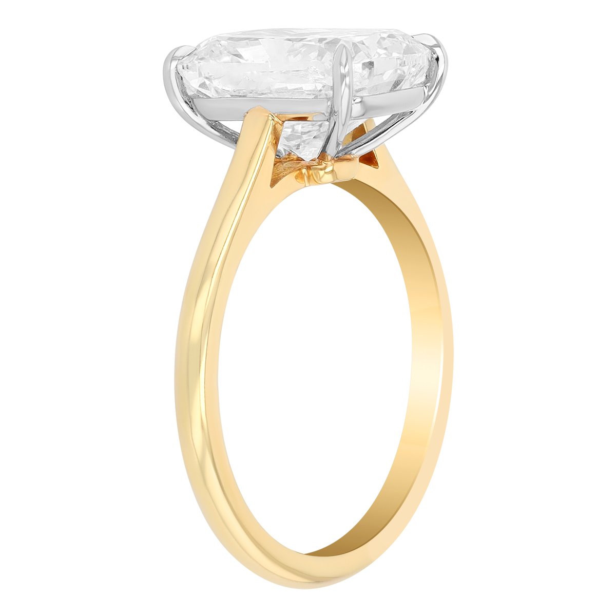 Cushion Cut Diamond Solitaire Engagement Ring in 18K Yellow Gold, 4.04 ct