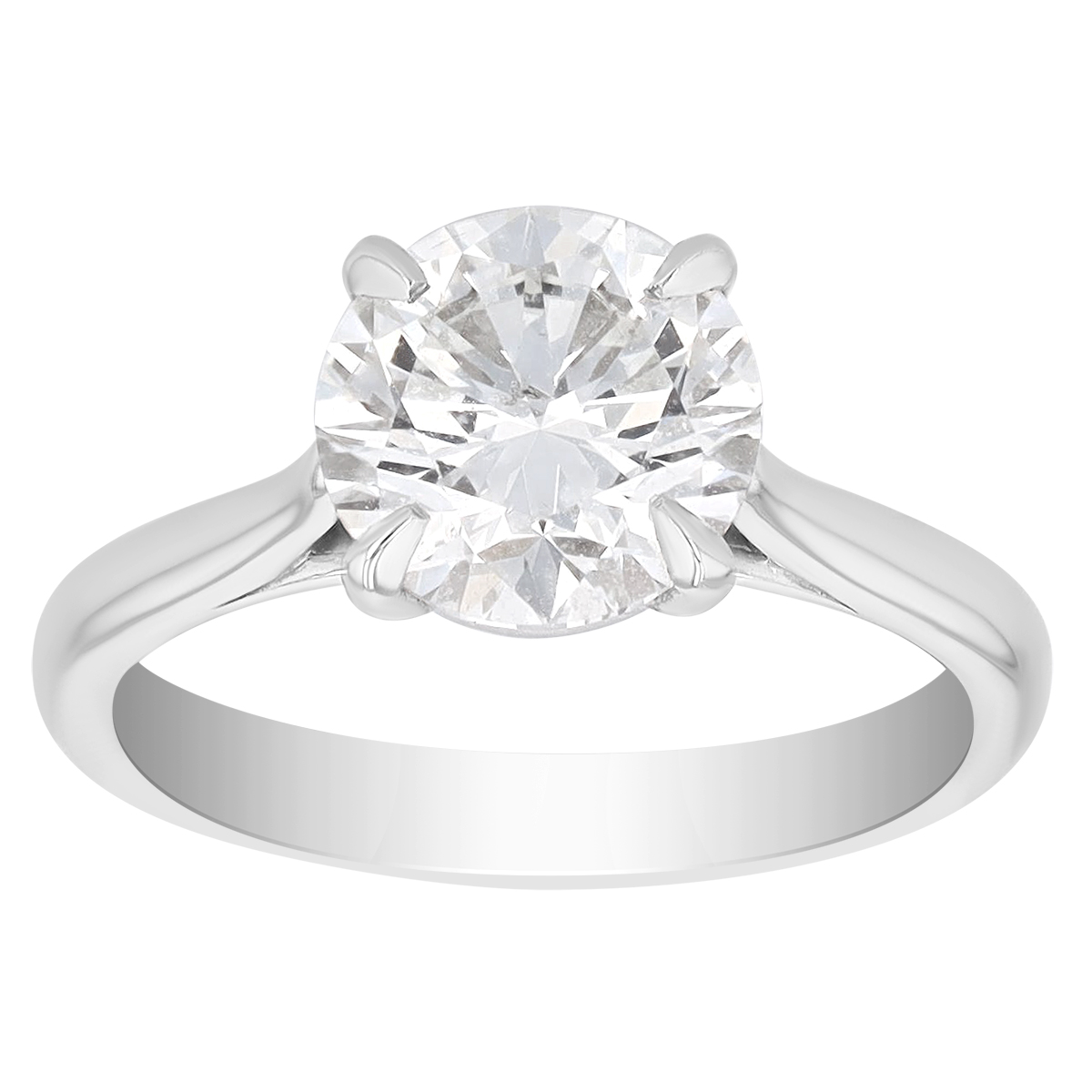 Kalahari Dream Round Diamond Solitaire Engagement Ring in 18K White Gold, 2.22 ct