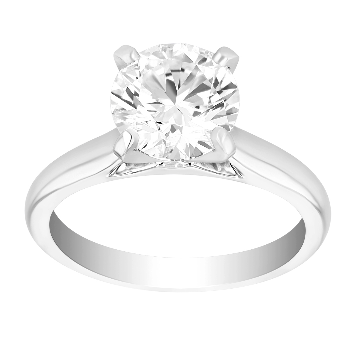 Round Lab-Grown Diamond Solitaire Engagement Ring in White Gold, 2.35 ct