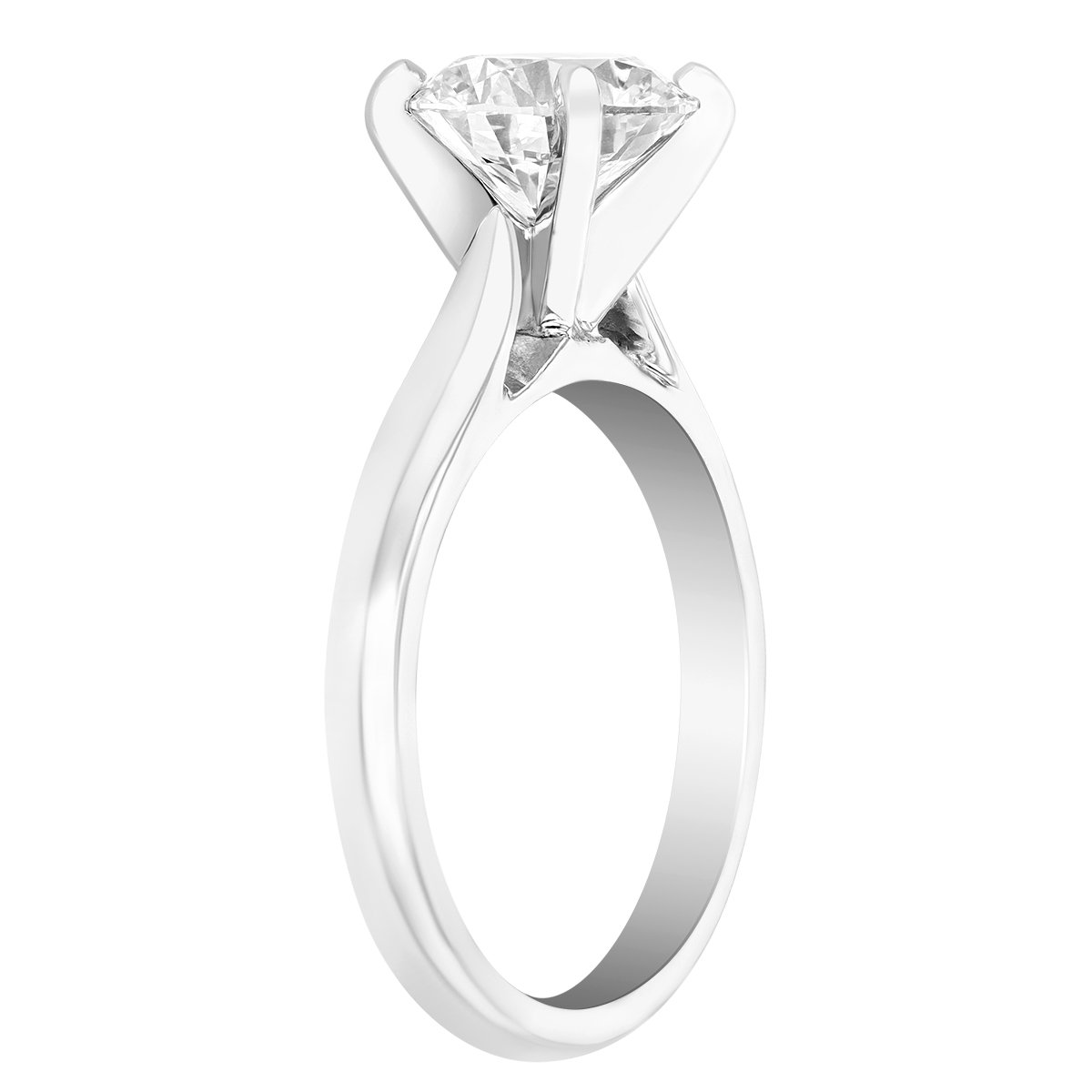 Round Lab-Grown Diamond Solitaire Engagement Ring in White Gold, 2.35 ct