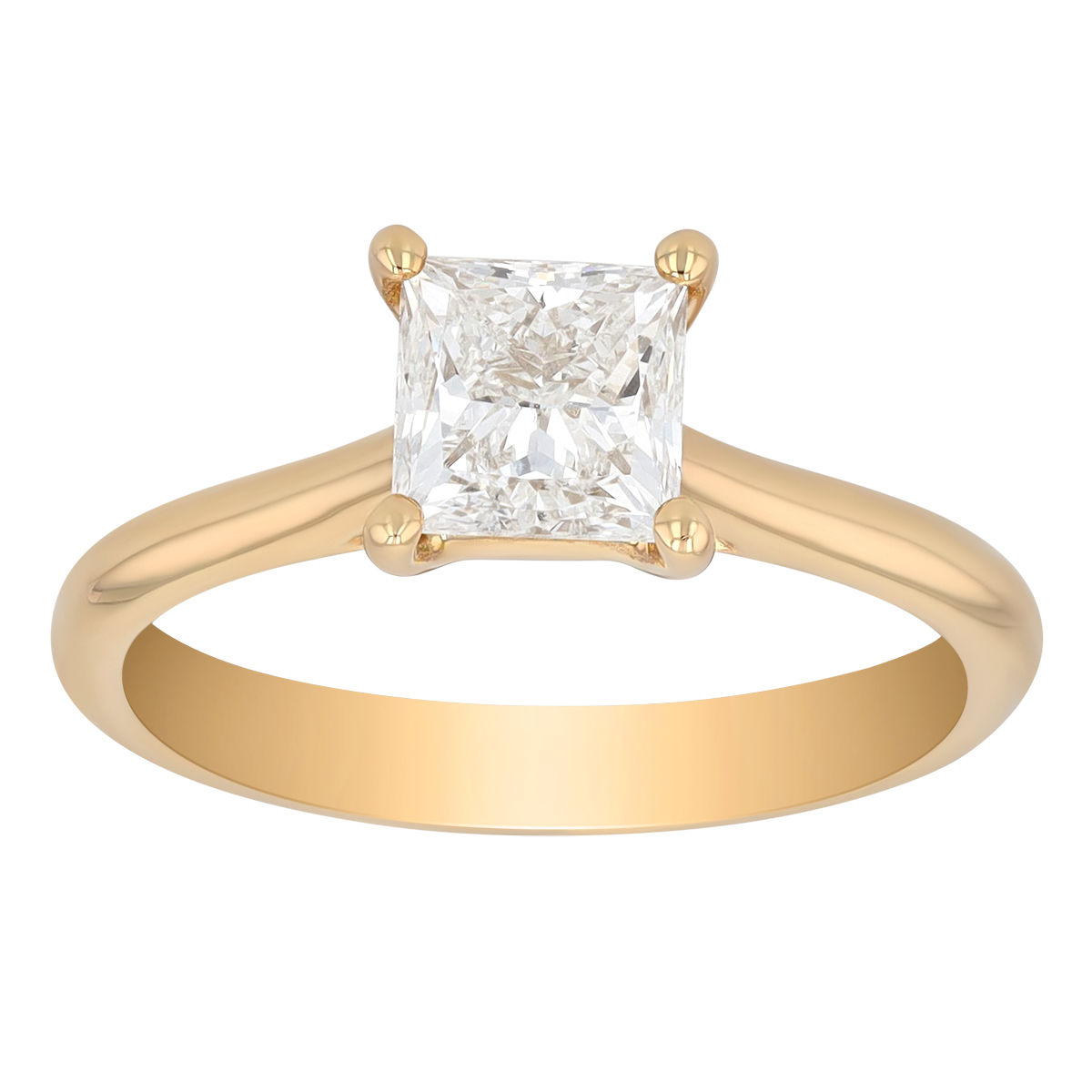 Princess Cut Diamond Solitaire Engagement Ring in 14K Yellow Gold, 1.20 ct