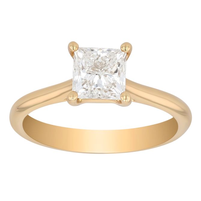 Princess Cut Diamond Solitaire Engagement Ring in 14K Yellow Gold, 1.20 ct