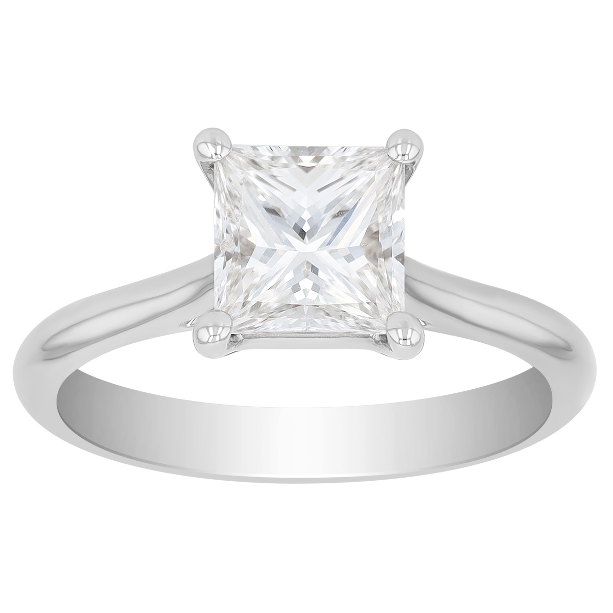 Princess Cut Diamond Solitaire Engagement Ring in 14K White Gold, 1.51 ct