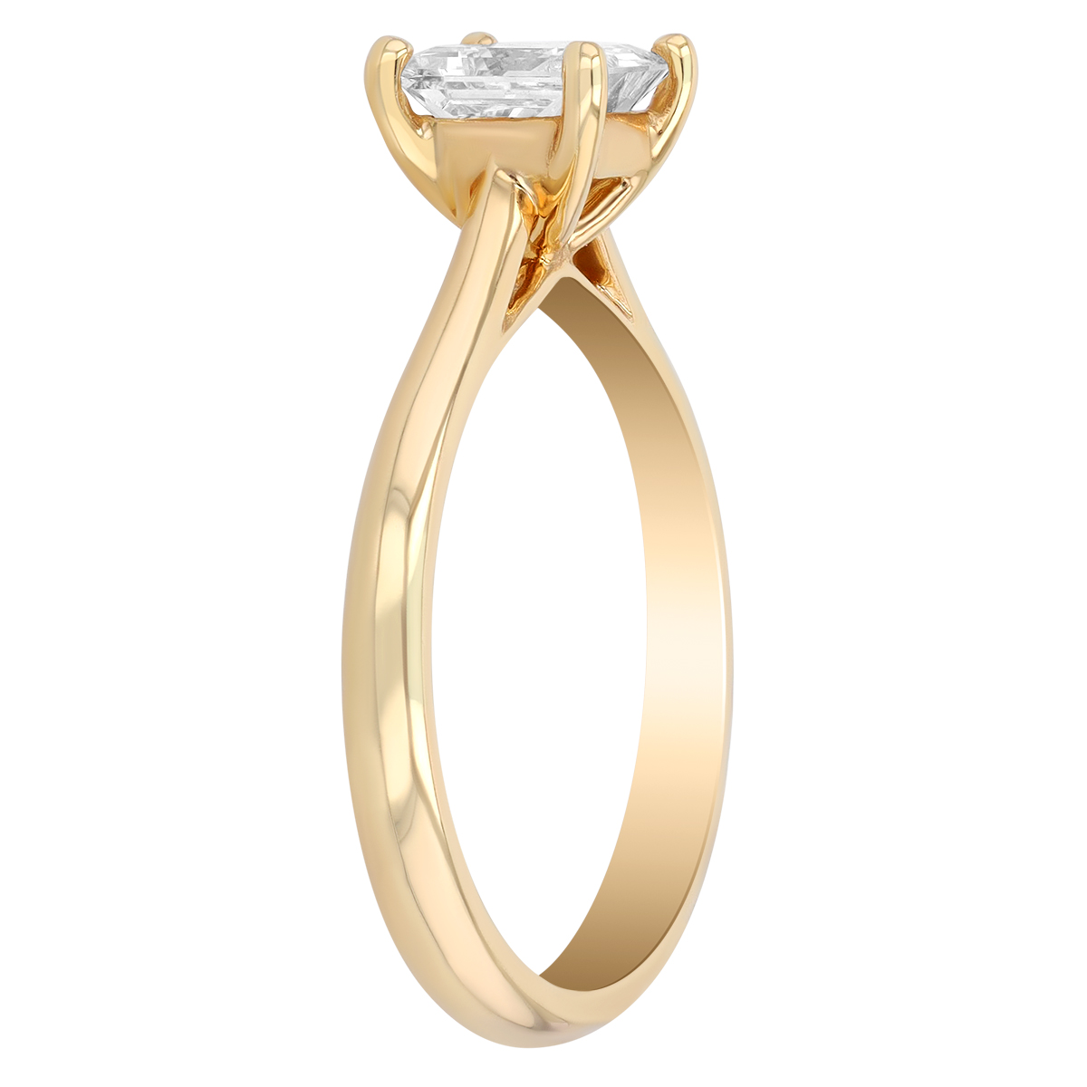 Princess Cut Diamond Solitaire Engagement Ring in 14K Yellow Gold, 0.99 ct