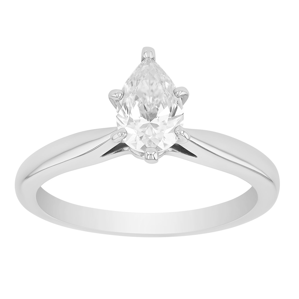 ALTR Lab Grown Pear Shaped Diamond Solitaire Engagement Ring in 14K White Gold, 0.81 ct