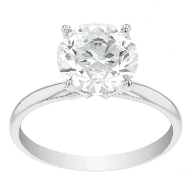 Round Lab-Grown Diamond Solitaire Engagement Ring in White Gold, 3.00 ct