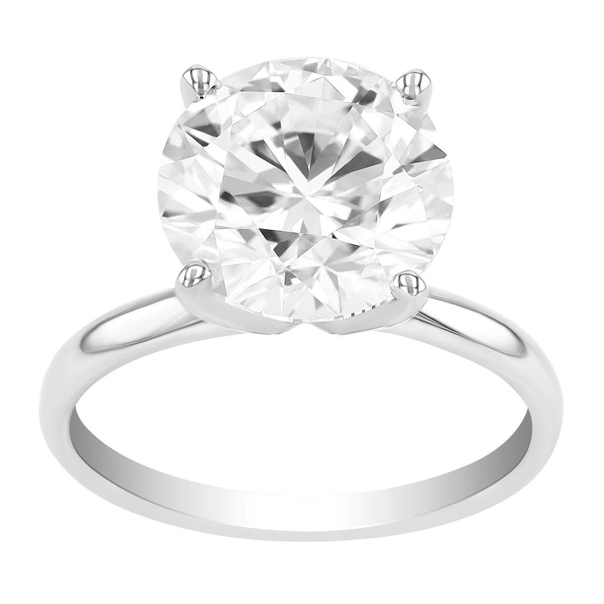 Round Lab-Grown Diamond Solitaire Engagement Ring in White Gold, 5.00 ct